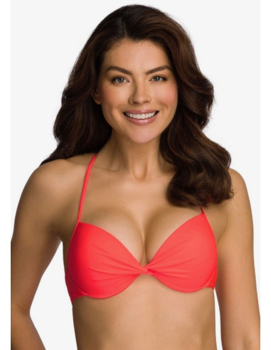 Plavkový top NEON CORAL push up criss cross