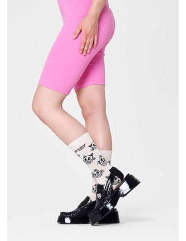 Ponožky HAPPY SOCKS CAT white