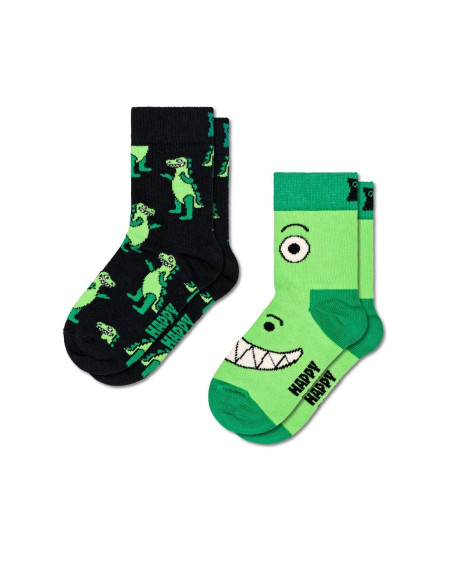 Detské ponožky HAPPY SOCKS KIDS DINO black 2-pack