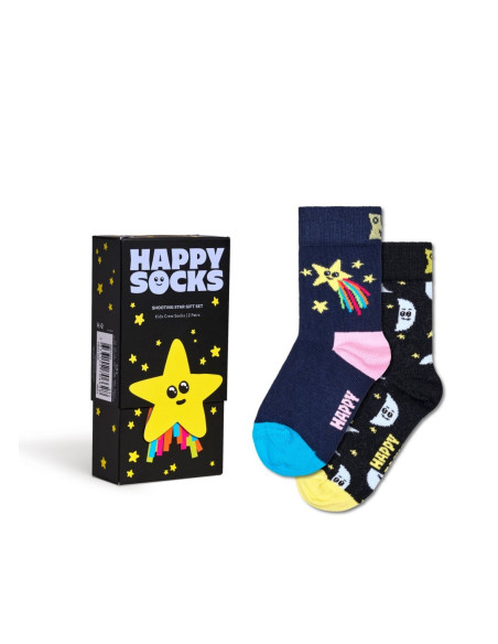 Detské ponožky HAPPY SOCKS KIDS SHOOTING STAR GIFT SET black 2-pack